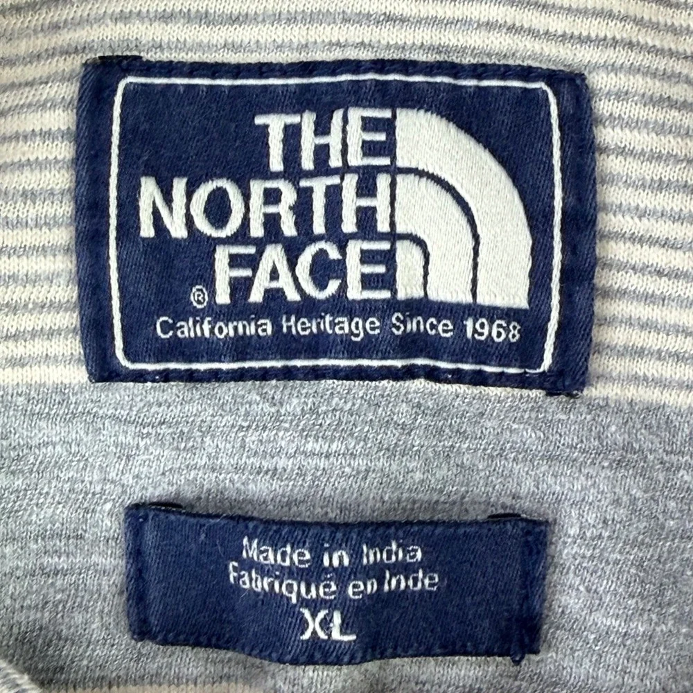 The North Face Striped‎ Polo Shirt Mens XL Gray Short Sleeve Preppy Casual Work
